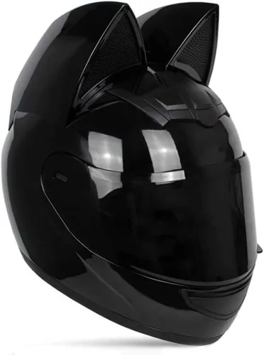Casco de motocicleta personalizado para adultos, para hombres y mujeres, con locomotora de gato fresco para motocicleta, con certificación Negro