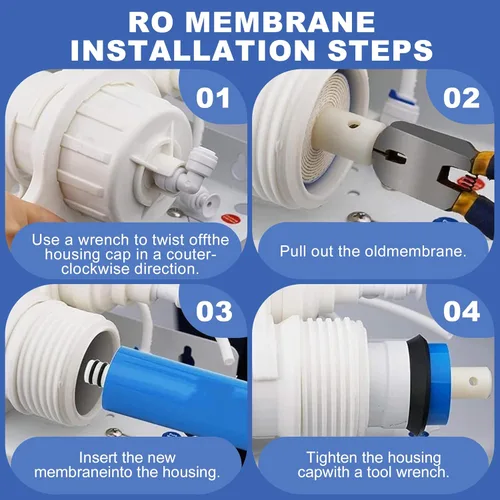 Miniatura 6 de Paquete de 2 elementos universales de membrana RO de ósmosis inversa de 600 GPD, filtro de agua de repuesto de 3.0 x 12 pulgadas, para sistema