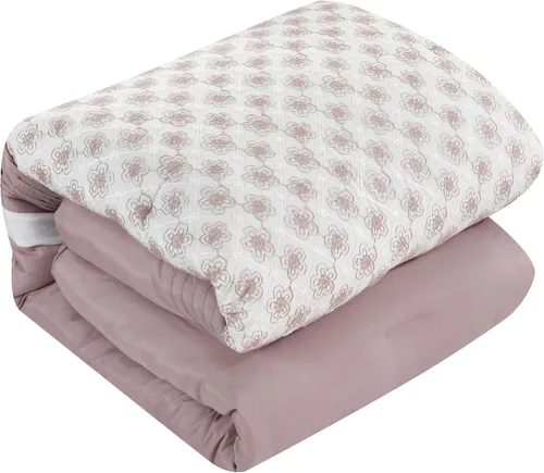 Miniatura 2 de Grand Avenue Juego de edredón Blush King, ropa de cama bordada con costuras de cadena, juego de cama floral de 7 piezas, edredones, falda de cama