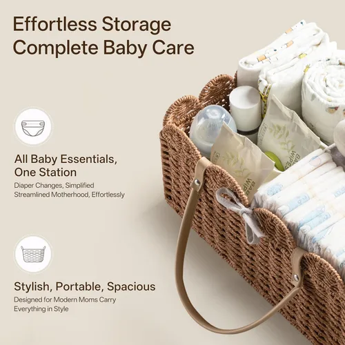 Miniatura 4 de HBlife - Organizador grande de pañales para bebé, cestas de almacenamiento de papel y cuerda para guardería con divisor extraíble, organizador