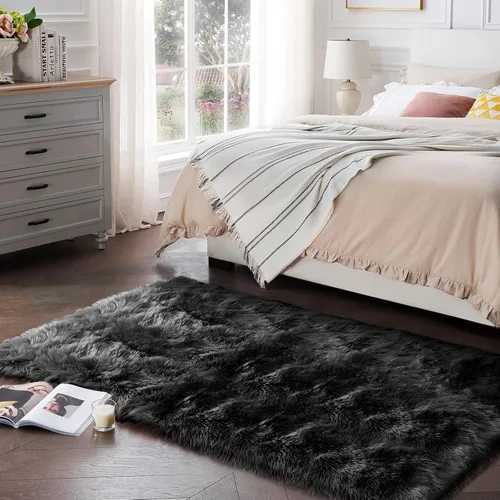 Miniatura 47 de Ciicool Alfombras de Piel de Oveja Sintética Suaves Alfombra de Piel Sintética Suave Beige Alfombra Esponjosa Funda para Silla y Sofá Alfombra