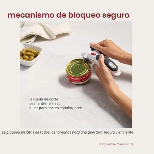 Miniatura 3 de Zyliss Lock N' Lift - Abridor de latas con imán elevador de tapa - Abridor manual con mecanismo de bloqueo - Fácil de girar - Abridor de latas Gris