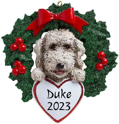 Miniatura 3 de Adorno personalizado 2024 Perro pastor australiano en corona, regalo de árbol de Navidad, celebración, raza de perro personalizada para cachorro