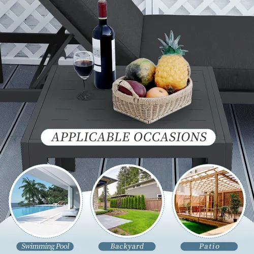 Miniatura 5 de NICESOUL® Mesas auxiliares de aluminio, 2 piezas, mesas de té grises para patio al aire libre, porche, muebles de patio trasero, piezas en pares