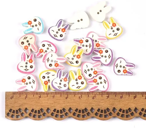 Miniatura 6 de AKOAK 50 botones de madera de 2 agujeros, botones de gato, para álbumes de recortes a mano, costura, decoración de disfraces, manualidades