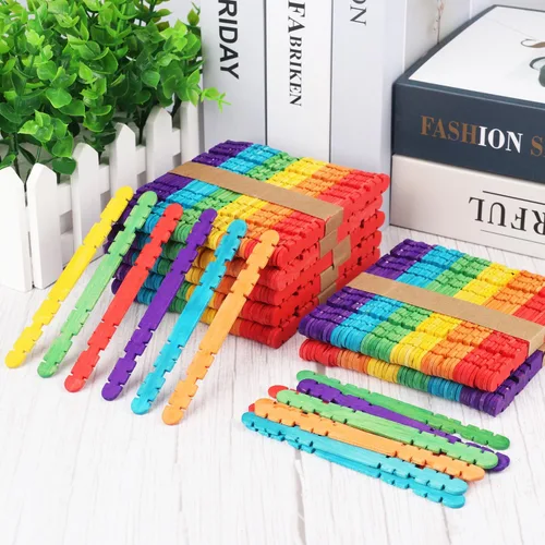 Miniatura 4 de 1200 palitos de madera de diente de sierra coloridos, palos de madera de diente de sierra de arco iris de 4.5 pulgadas, palitos de paletas