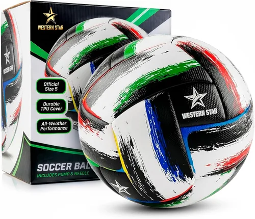 Miniatura 20 de Western Star Balón de fútbol Helix- Tamaño 3 4 5 – Pelotas de fútbol oficiales de grado de partido – Diseño atractivo y duradero