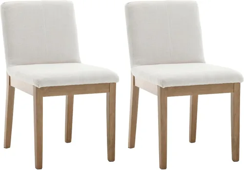 chairus Juego de 2 sillas de comedor tapizadas de tela sin brazos, sillas auxiliares modernas de mediados de siglo con patas de madera maciza
