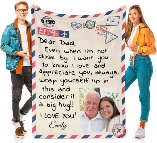 Manta personalizada para el Día del Padre para papá, manta cálida y suave con letra, regalo personalizado para papá para el Día del Padre