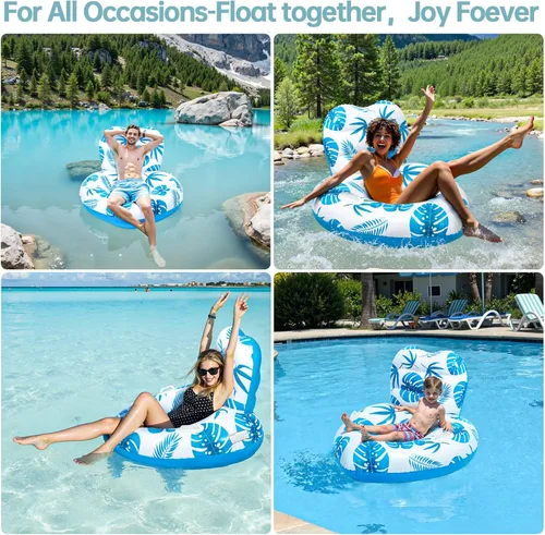 Miniatura 2 de [Nuevo Modelo 2025] Flotador Inflable de Tumbona para Piscina con Cuerpo Único, Portavasos y Asa, Juguetes de Piscina Ideales para Playa, Lagos