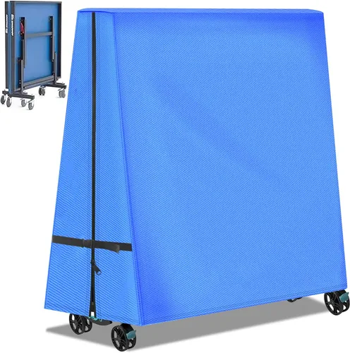 Funda de mesa de ping pong 600D resistente al agua para exteriores e interiores, plegable, 9 x 5 pies, mesas de tenis de mesa plegables Azul