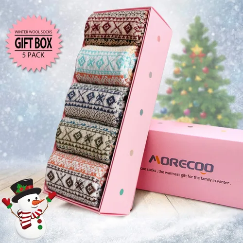 Miniatura 2 de MORECOO Calcetines de invierno para mujer, caja de regalo, tamaño libre, lana gruesa, suave, cálidos, calcetines casuales para mujer, calcetines