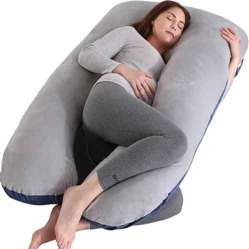 Miniatura 18 de Amagoing - Almohada de embarazo refrescante para dormir, almohada de maternidad en forma de U de cuerpo completo para mujeres con dolor de cadera