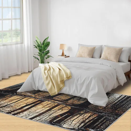 Miniatura 4 de Autumn Forest Rugs for Bedroom, Lake Forest Area Rug, Landscape Photo Rugs for Living Room, Indoor Non-Slip Rug, Machine Washable Carpet for Front