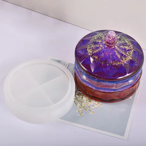 Miniatura 5 de Molde de silicona para tarro con tapa, caja de almacenamiento de silicona apilable de varias capas para fundición de resina epoxi, caja
