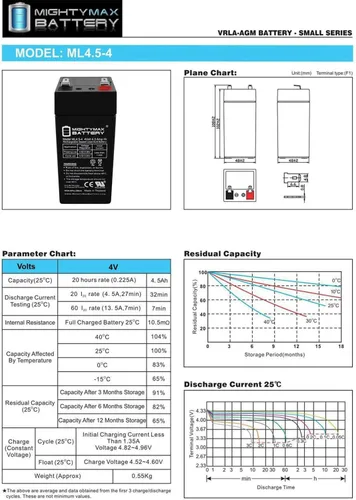 Miniatura 6 de Mighty Max Battery Batería SLA de 4 voltios y 4,5 Ah para Zareba Cargador solar de cerca de 2 millas