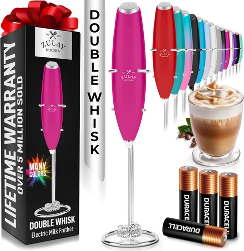 Miniatura 74 de Zulay Kitchen Espumador de leche de mano con pilas Duracell AA – Mezclador eléctrico ultrarrápido y creador de espuma, mezclador de bebidas fácil