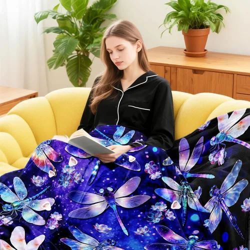 Miniatura 3 de Manta de libélula, regalos para mujeres y niñas, manta de franela suave con libélula, decoración para amantes de la mosca del dragón, 50 x 40
