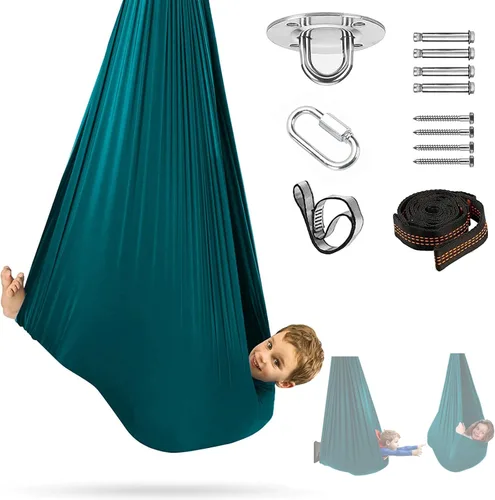Miniatura 9 de Satisure Columpio sensorial, columpio de terapia para niños y adultos, columpio para acurrucarse en interiores y exteriores, hamaca columpio