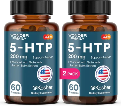 Miniatura 9 de WONDER FAMILY 5 HTP 200mg - con vitamina B6 100 mg, Gotu Kola - Suplemento de bienestar para mujeres, hombres - 2X potencia de 5HTP 100mg, 4X