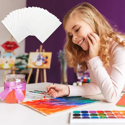 Miniatura 4 de TecUnite 120 hojas de papel de acuarela de algodón blanco prensado en frío, papel de dibujo suelto a granel para regalos de regreso a clases, 8.11