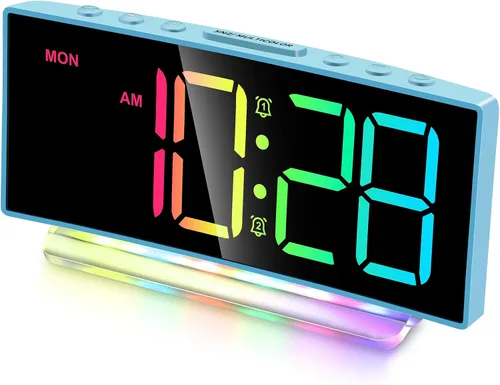 Miniatura 7 de Cadmos Reloj Despertador Extra Fuerte para Personas de Sueño Pesado Adultos, Adolescentes, Niños, Reloj Arcoíris para Dormitorios, Pequeño Reloj