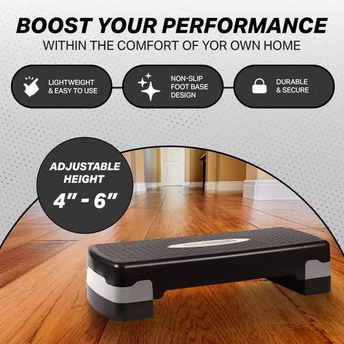 Miniatura 3 de HolaHatha Plataforma Compacta y Portátil para Paso Aeróbico, Equipo de Ejercicio y Fitness, Step Cardio con Altura Ajustable para Gimnasio en Casa
