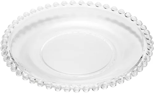 Miniatura 3 de WOLFF - Juego de 4 platos de postre de cristal con cuentas de perla, platos de ensalada y aperitivos de vidrio transparente de 8 pulgadas