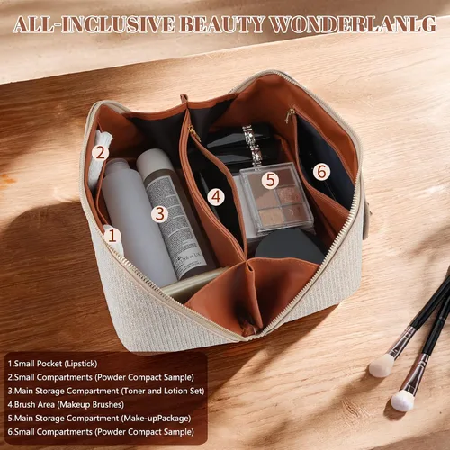 Miniatura 2 de KEYPOWER Bolsa de cosméticos de lentejuelas con purpurina de gran capacidad, bolsa de maquillaje de viaje, bolsa de aseo portátil brillante