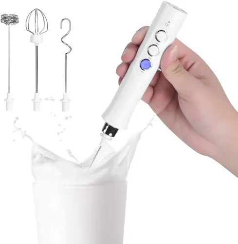 Miniatura 5 de Mezclador de mano eléctrico portátil USB batidor de huevos eléctrico espumador de leche agitador de café mezclador utensilios de cocina blanco