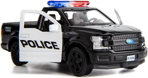 BDTCTK Escala 1/36 compatible con Ford F150 Pickup Truck modelo de coche de policía, aleación de zinc fundido a presión, vehículos de tracción para