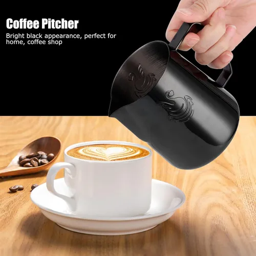 Miniatura 3 de Jarra espumadora de leche de acero inoxidable, taza de arte de café de 14 onzas con diseño de cisne para uso doméstico, capuchino, café con leche
