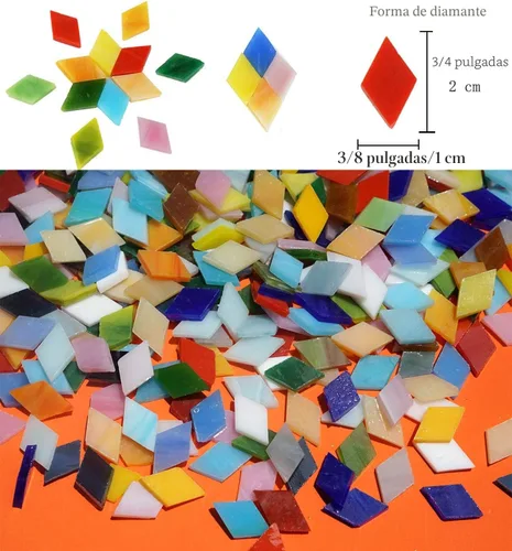 Miniatura 3 de Lanyani 1050 piezas de azulejos de mosaico de vidrio de formas mixtas para manualidades, piezas de vidrieras coloridas para proyectos de mosaico Mix
