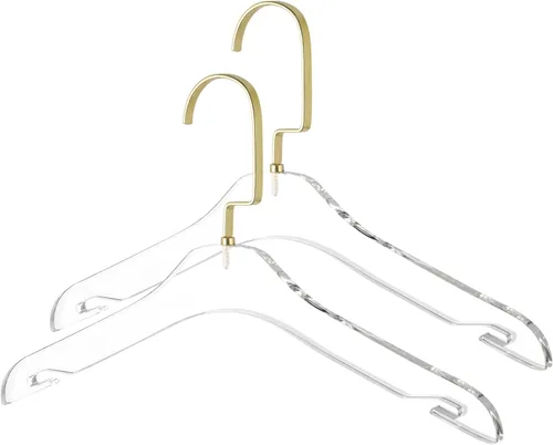 Miniatura 7 de HomeCube USA - Perchas de acrílico transparente con ganchos dorados, diseño Lucite resistente, elegante y resistente para suéteres, trajes