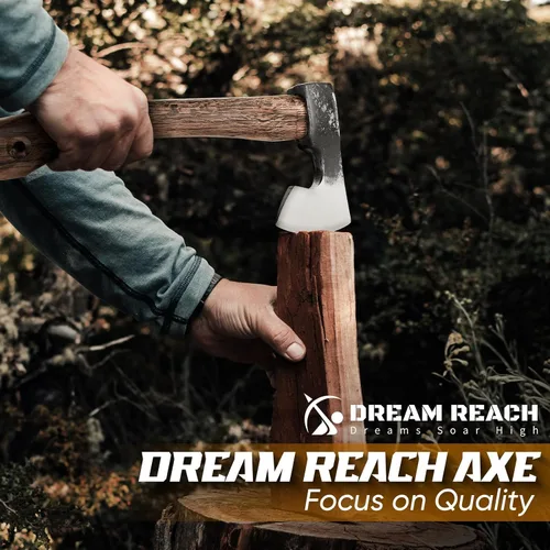 Miniatura 2 de Dream Reach Hacha con Mango Carbonizado de 14.5" Hacha de Camping con Funda Hacha de Bushcraft con Mango Carbonizado, Ejes de Tallado Forjados a