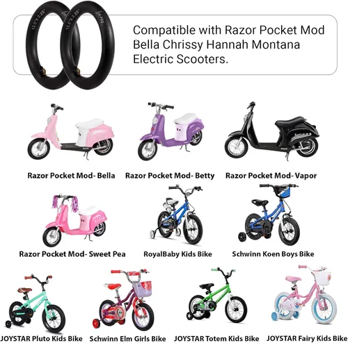 Miniatura 5 de AR-PRO - Tubos interiores de repuesto para scooter, tubos interiores de 12.5 x 2.25 pulgadas con válvula en ángulo, compatibles con Razor Pocket Mod