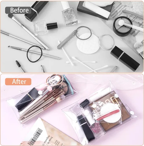 Miniatura 4 de HINZIC Paquete de 3 bolsas de cosméticos transparentes, de diferentes tamaños, portátiles, impermeables, de PVC, organizador de maquillaje