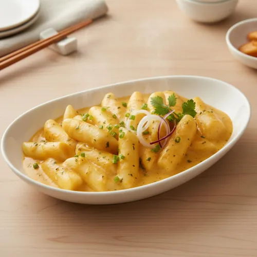 Miniatura 3 de Yopokki Taza Instantánea de Tteokbokki (Mantequilla de Cebolla, 2 Tazas) Comida callejera coreana con salsa sabor a mantequilla de cebolla. Pastel
