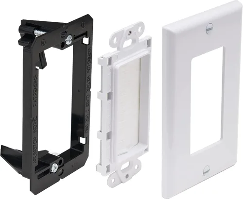 Miniatura 5 de Sing Gang - Placa de pared con soporte de montaje de bajo voltaje, paquete de 2, placa frontal de paso para cable de altavoz, cable coaxial, cable