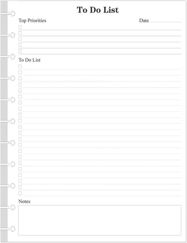Recambios de lista de tareas TUL Discbound de tamaño carta, inserto de planificador diario de 11 discos, 100 hojas/200 páginas de papel de tareas,