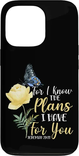 Miniatura 10 de iPhone 16 Christian Bible Verse Butterfly Rose Flower Jeremiah 29:11 Case