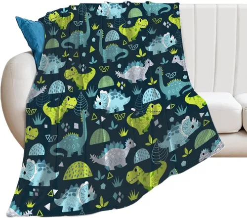 Miniatura 8 de Manta de dinosaurio de dibujos animados, manta de dinosaurio suave y cálida para niños y niñas, manta de franela de regalo para Navidad, cumpleaños