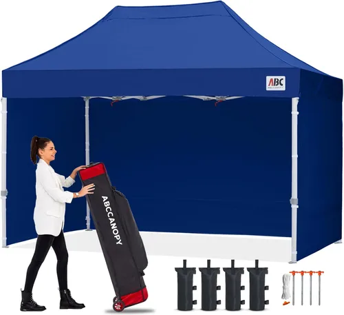 Miniatura 47 de Abccanopy - Toldo de 10 x 10 pies, con paredes laterales, sombra instantánea, con bolsa con ruedas para guardarlo. Incluye 4 bolsas de lastre, Azul