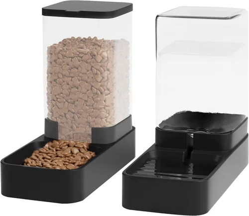 Comedero automático para gatos y dispensador de agua en juego con cuenco de comida para mascotas, bebedero por gravedad y alimentador de comida para