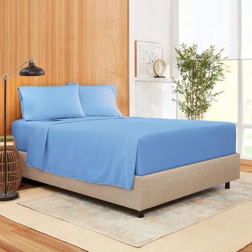 Miniatura 8 de Juego de ropa de cama de 800 hilos de 4 piezas, 100% algodón egipcio, color negro, sábana bajera ajustable de algodón de fibra larga, se adapta a