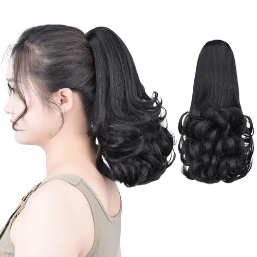Miniatura 33 de SYXLCYGG Auburn Clip Cola de caballo Clip Cola de caballo Extensión de cola de caballo ondulado 10 pulgadas 3.5 oz pelo sintético falso pieza
