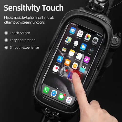 Miniatura 4 de ROCKBROS - Estuche para bicicleta, para parte frontal del marco, impermeable, funda rígida para celular, compatible con iPhone 11/12 Pro XR XS Max 7