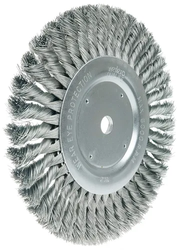 Miniatura 3 de Weiler 08145 Rueda de alambre de nudo torcido estándar de 8 pulgadas, relleno de acero de 0.016 pulgadas, orificio de eje de 5/8 pulgadas, fabricado