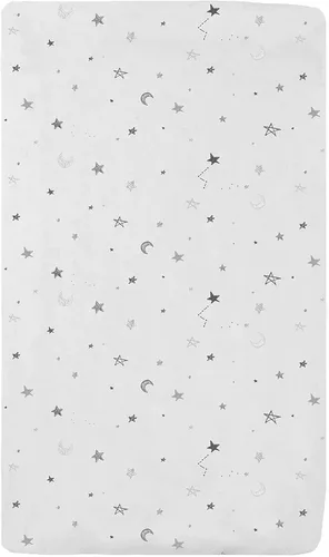 American Baby Company - Sábana de cuna ajustable 100 % algodón natural de tejido de jersey Estrellas y lunas grises