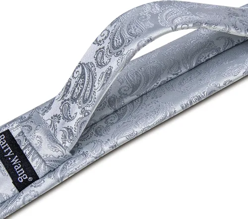 Miniatura 75 de Barry.Wang - Juego de corbata de seda para hombre, diseño de cachemira, pañuelo y gemelos de bolsillo